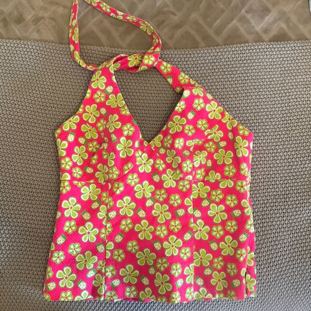 VINTAGE Lily Pulitzer ladybug and flower halter top